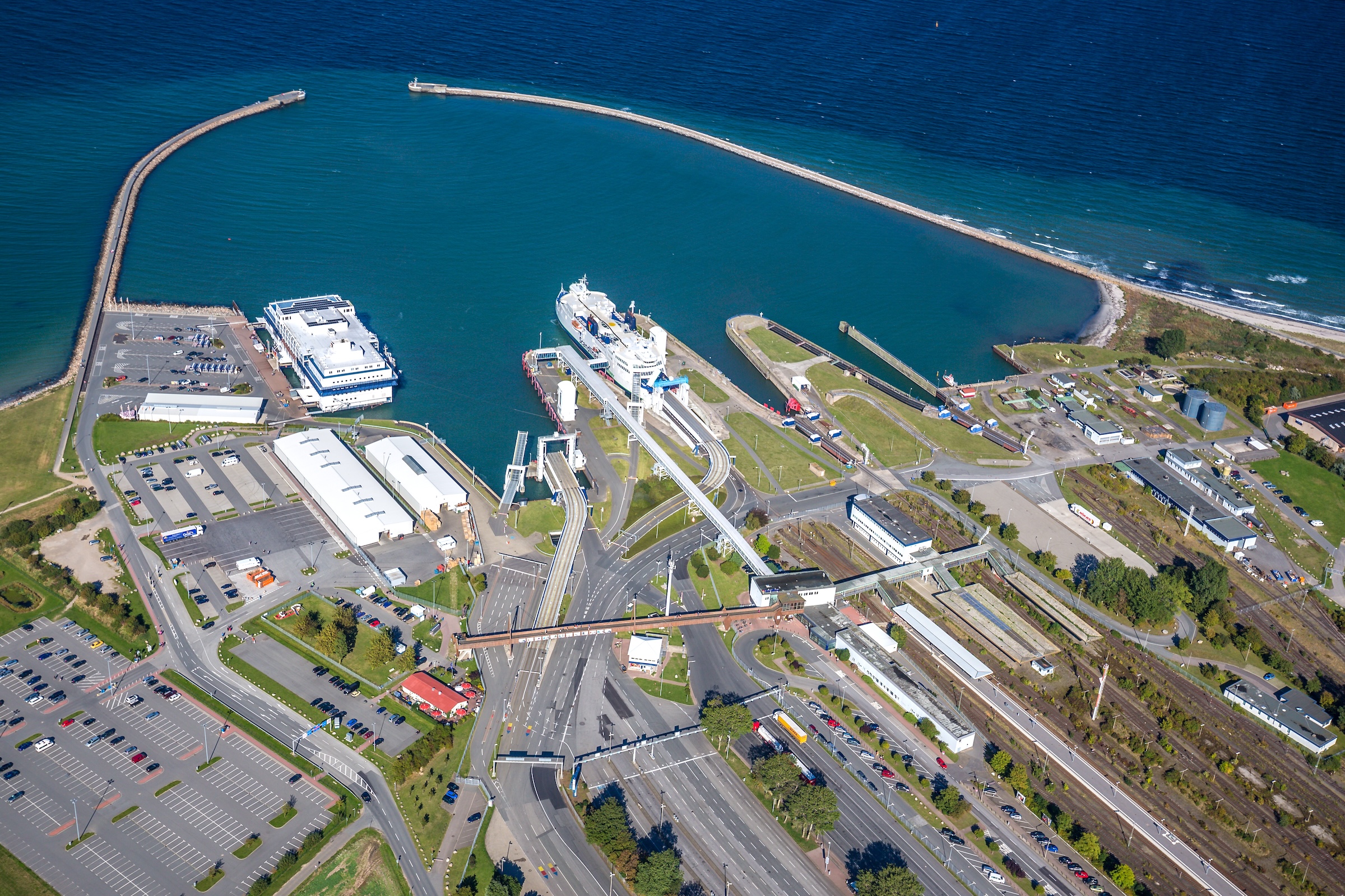 The ferry port of Puttgarden at the northern tip of Fehmarn, the starting point for the crossing to Rødby.