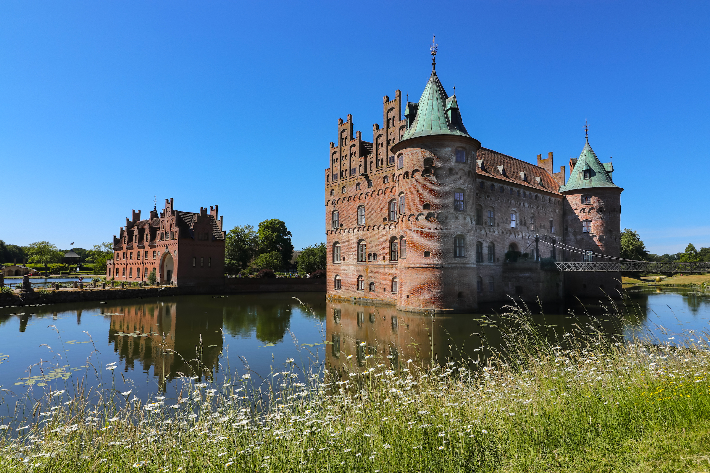 Egeskov Castle, one of Europe's best-preserved water castles, is just a short detour from Bøjden on Funen.